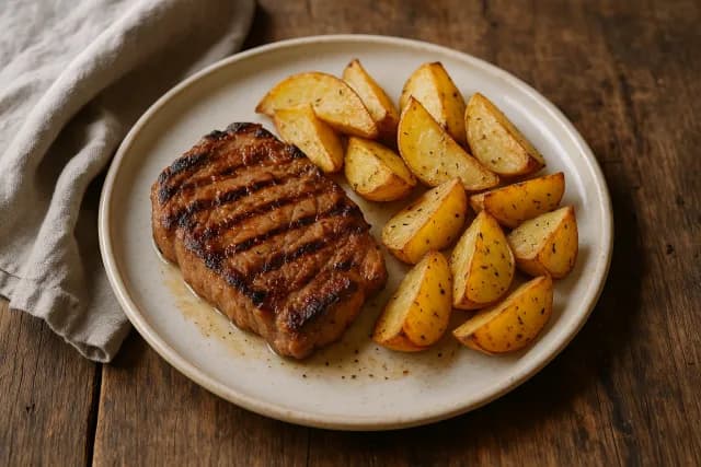 Junetina na žaru s pečenim krumpirom