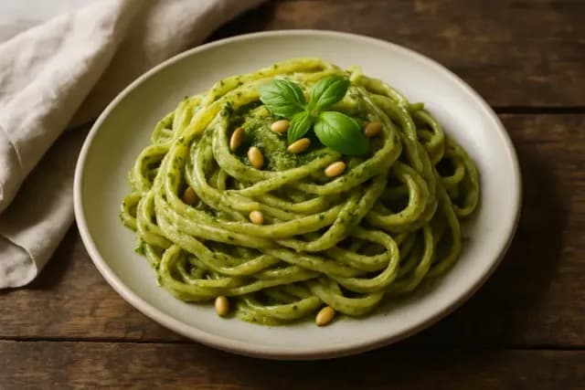 Pasta s pestom od bosiljka