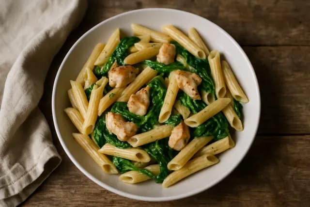 Penne s piletinom i špinatom