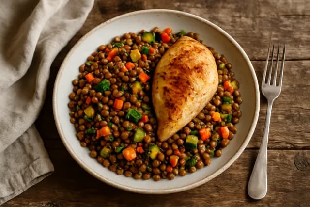 Piletina s lećom i povrćem