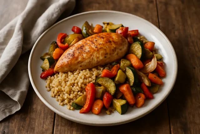 Puretina u tavi s povrćem i bulgurom